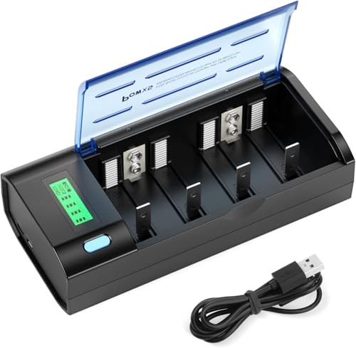 Palogreen Universal Akku Ladegerät für AA/AAA/SC/C/D/9V NI-Mh/NI-CD und 9V Li-ion Wiederaufladbare Batterien mit Entladefunktion und LCD-Anzeige Schnellladung von Palogreen