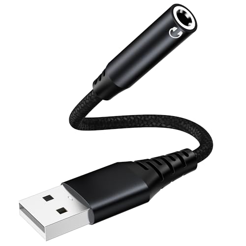 USB-auf-3,5-mm-Klinken-Audio-Adapter, externe Soundkarte, USB-A auf Audio-Klinkenadapter mit AUX-Stereo-Konverter, kompatibel mit Headset, PC Windows, Laptop, Mac, Desktops, für PS4 und mehr Geräte von Paloxy