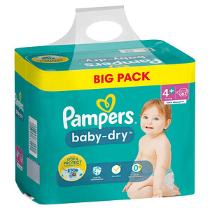 Pampers® Windeln baby-dry™ BIG PACK  Größe Gr. 4+ für Babys und Kleinkinder (4-18 Monate), 62 St. von Pampers®