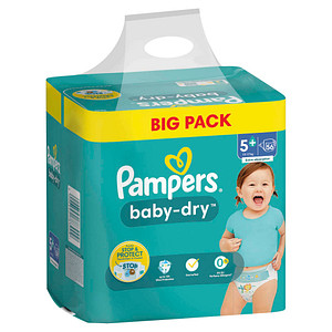 Pampers® Windeln baby-dry™ BIG PACK  Größe Gr. 5+ für Babys und Kleinkinder (4-18 Monate), 56 St. von Pampers®