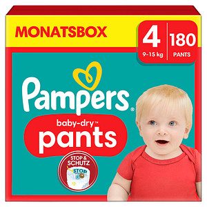 Pampers® Windeln baby-dry™ Monatsbox Größe Gr.4 (9-15 kg) für Babys und Kleinkinder (4-18 Monate), 180 St. von Pampers®