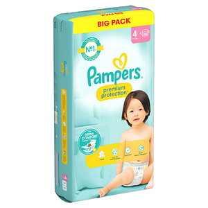 Pampers® Windeln premium protection™ BIG PACK Größe Gr.4 (9-14 kg) für Babys und Kleinkinder (4-18 Monate), 58 St. von Pampers®