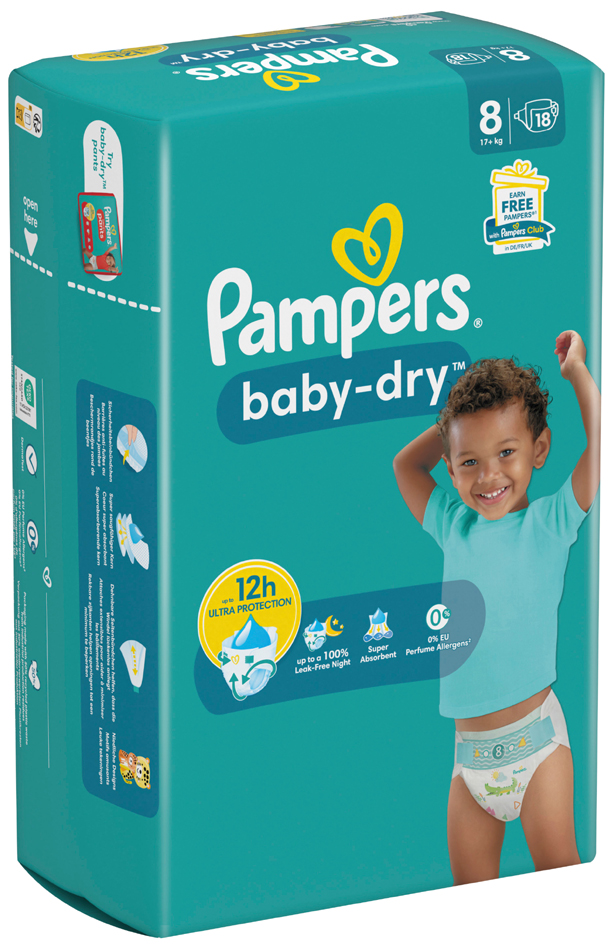 Pampers Windel Baby Dry, Größe 8 Extra Large, Single Pack von Pampers