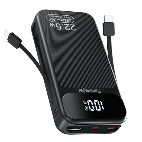 Power Bank 25.800 mAh, 22,5W PD3.0 QC4.0 Externer Handyakku Schnell Aufladende LCD Display Powerbank mit USB-C Kabel USB C Ausgängen & Eingängen Tragbares Ladegerät für Smartphone Tablets und mehr von Pamxieger