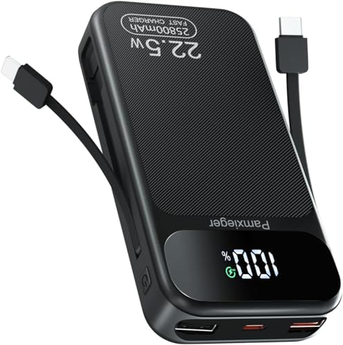 Power Bank 25.800 mAh mit 22.5 W PD USB C Power Delivery tragbares Ladegerät mit digitalem LCD-Display und Anschlüssen für Smartphones, Tablets Power Bank 25.800 mAh mit 22.5 W PD USB C Power Delivery tragbares Ladegerät mit digitalem LCD-Display und Anschlüssen für Smartphones, Tablets von Pamxieger
