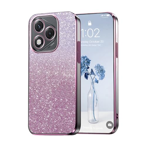 PanXCase Glitzer Hülle für Honor 400 Lite - Transparent Glitter Mädchen Frau Elegant HandyHülle, Durchsichtig Bling Ultra Dünn Stoßfest Schutzhülle (Rosa) von PanXCase