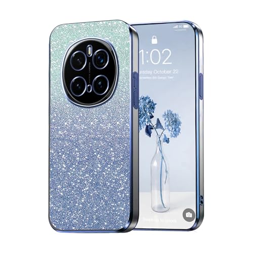 PanXCase Glitzer Hülle für Honor Magic 7 Pro / Magic7 Pro - Transparent Glitter Mädchen Frau Elegant HandyHülle, Durchsichtig Bling Ultra Dünn Stoßfest Schutzhülle (Blau) von PanXCase