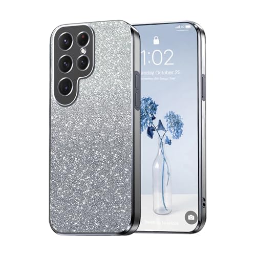 PanXCase Glitzer Hülle für Samsung Galaxy S25 Ultra - Transparent Glitter Mädchen Frau Elegant HandyHülle, Durchsichtig Bling Ultra Dünn Stoßfest Schutzhülle (Grau) von PanXCase