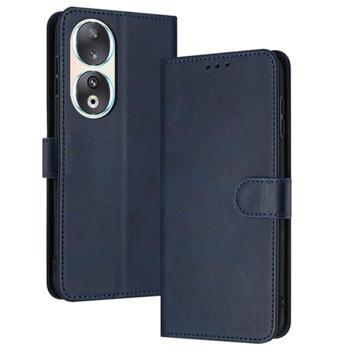 PanXCase Hülle Klapphülle für Honor 90 - PU Leder Wallet Handyhülle Stoßfeste Stoßstange Schutzhülle Magnet Ständer mit Kartenfach (Dunkelblau) von PanXCase
