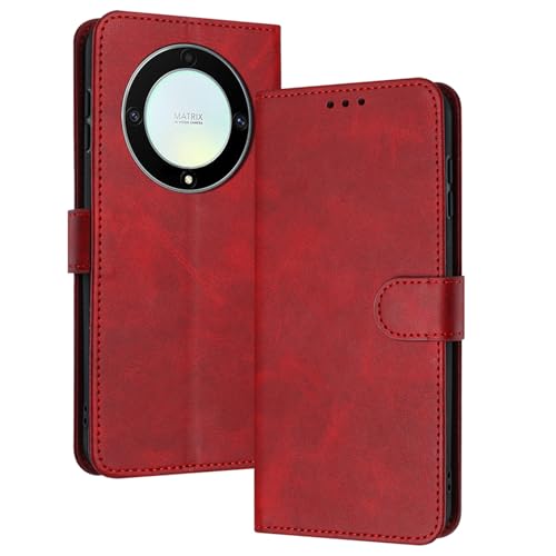 PanXCase Hülle Klapphülle für Honor Magic 6 Pro / Magic6 Pro - PU Leder Wallet Handyhülle Stoßfeste Stoßstange Schutzhülle Magnet Ständer mit Kartenfach (Rot) von PanXCase