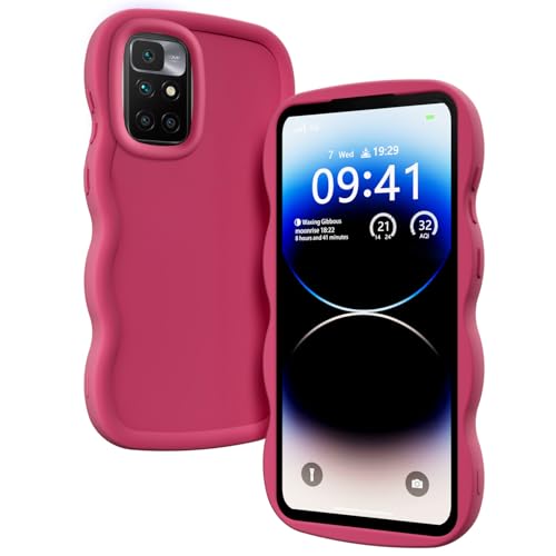PanXCase Hülle für Xiaomi Redmi 10 4G / Redmi 10 2022 - Handyhülle Silikonhülle Süß Wellen-Rahmen Design, Slim Dünn Weiche Stoßfest Kratzfest Bumper Schutzhülle (Rot) von PanXCase