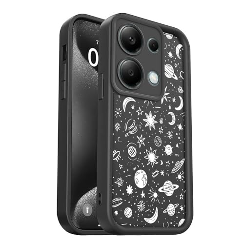 PanXCase Hülle für Xiaomi Redmi Note 13 Pro 4G / Poco M6 Pro - Handyhülle Silikonhülle Weich Dünn Leicht Elegant Design, Kameraschutz Stoßfest Kratzfeste Slim Schutzhülle (Black,Planets) von PanXCase