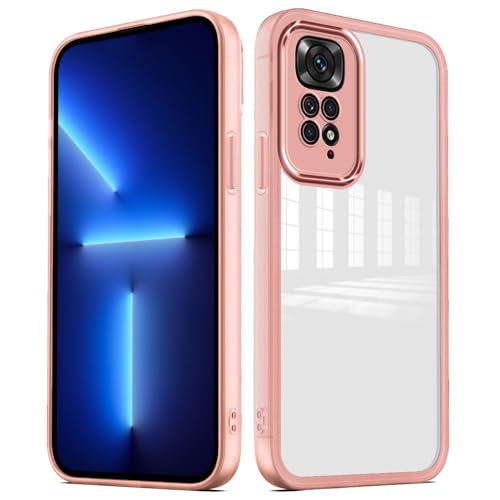 PanXCase Transparent Hülle für Xiaomi Redmi Note 11s 4G / 11 4G - Durchsichtig HandyHülle mit Lens Protector Ultra Dünn Leicht Kameraschutz Stoßfest Schutzhülle (Rosa) von PanXCase