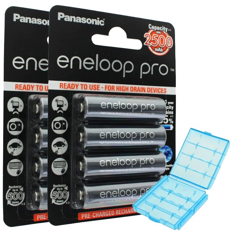 Panasonic eneloop Pro (ehem. Sanyo eneloop Pro) Technology 8er Pack HR-3UWX 2500mAh und AccuCell Akkubox von Panasonic (ehem. Sanyo)