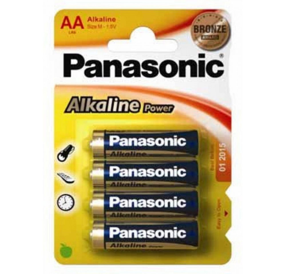 Panasonic Batteries Panasonic LR6APB/4BP Alkaline Batterien Mignon 4er Pack. Akku Panasonic LR6APB/4BP Alkaline Power 4er Blister Batterien (1,5 Volt V), Hohe Leistung von Panasonic Batteries