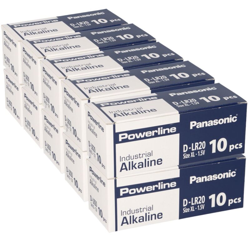 100x Panasonic LR20 Powerline Mono Batterie D Industrial von Panasonic