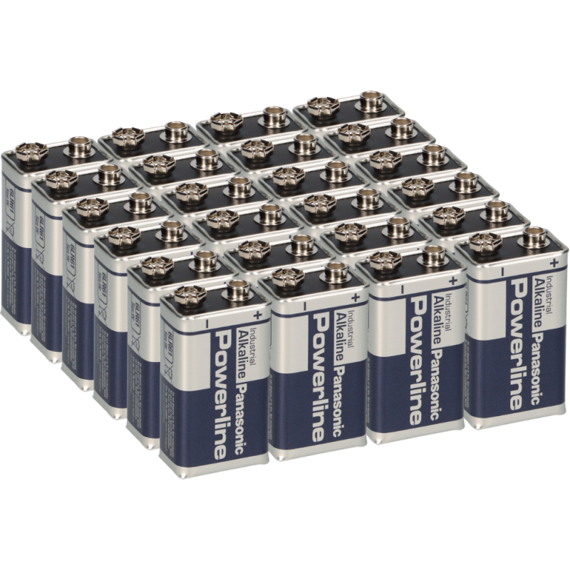 24x Panasonic 6LR61 Powerline 9V-Block E-Block Alkaline Industrial Rauchmelder von Panasonic