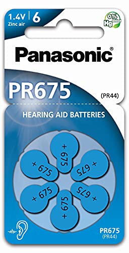 60x Panasonic Worldwide Pr675 (10 Blister) (Pr44) Hörgeräte Batterie 24600 368 436 1,4v Zinc Air von Panasonic