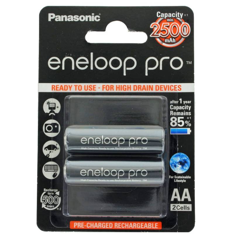 Akku passend für ABUS FU2996 Secvest 2WAY Zentrale 2 Stück Mignon AA 2500mAh von Panasonic