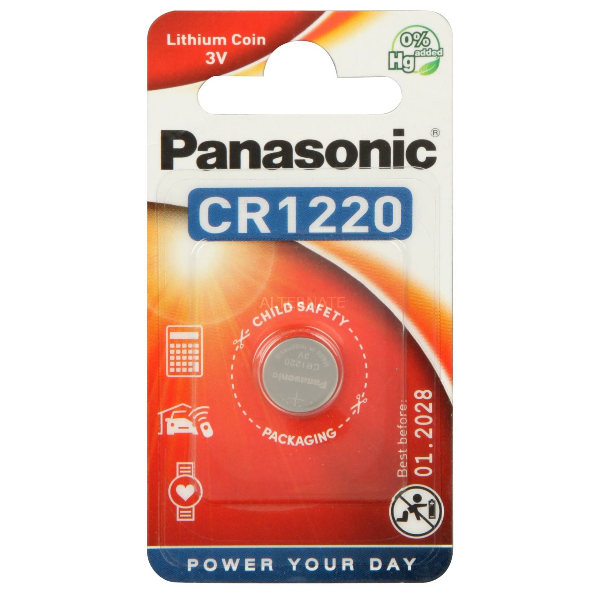 Knopfzelle CR-1220EL, Batterie von Panasonic