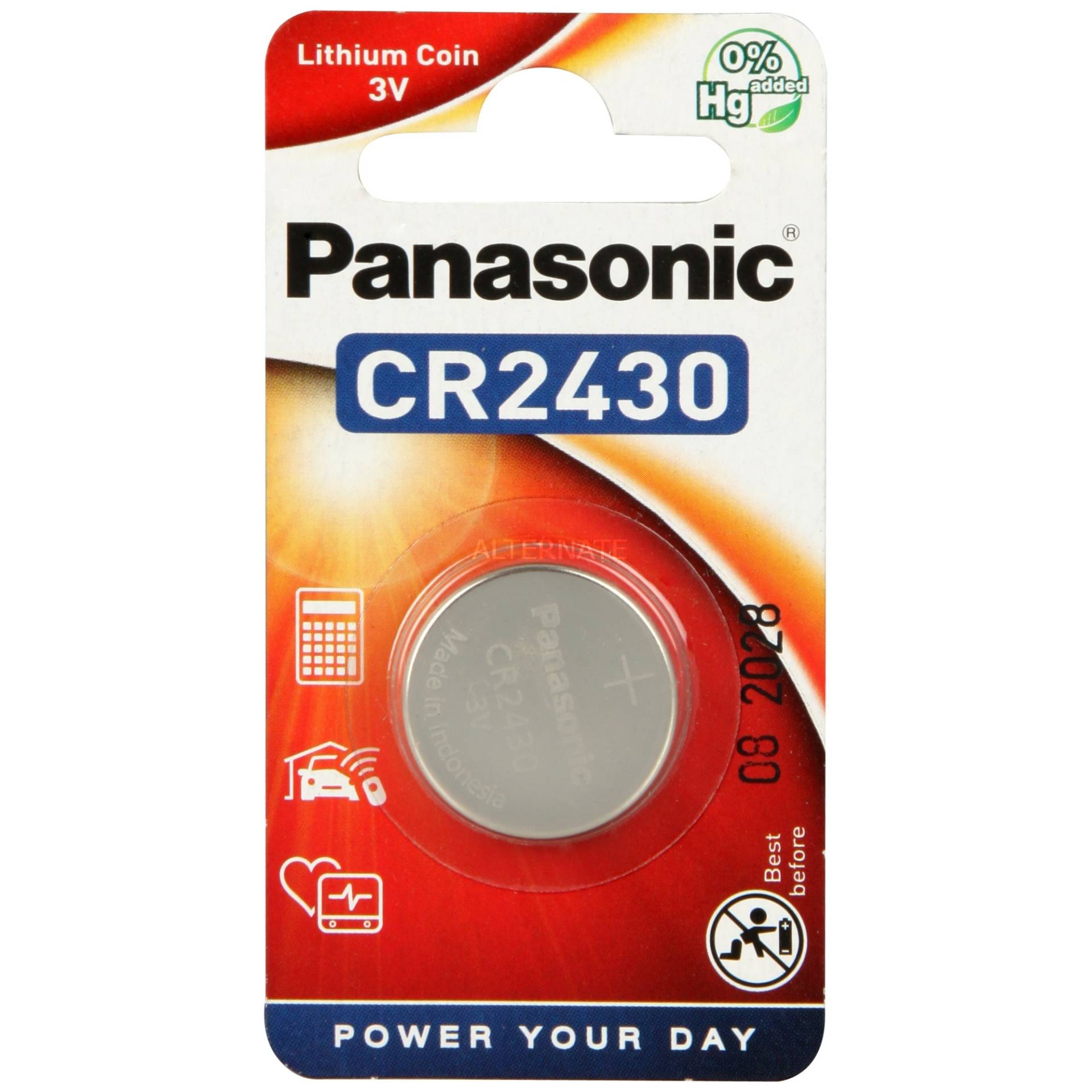 Knopfzelle CR-2430EL, Batterie von Panasonic