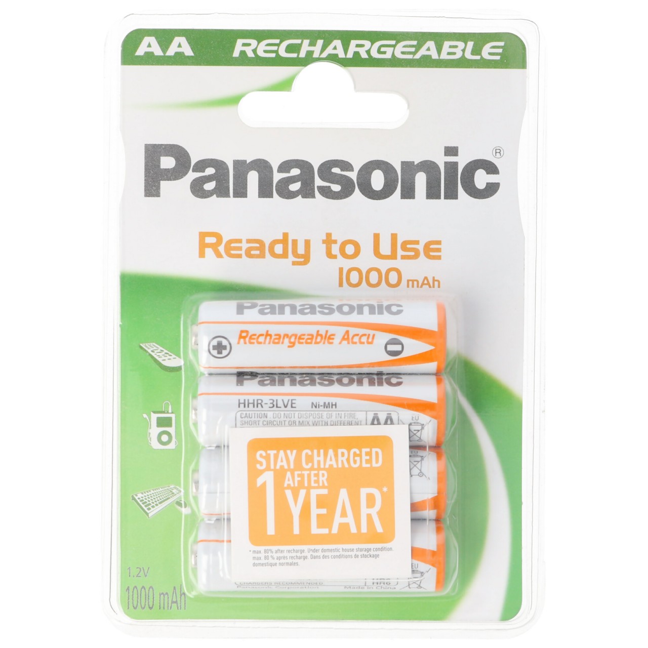 Mignon AA NiMH Akku mit 1100mAh Stay Charged 4er Pack von Panasonic