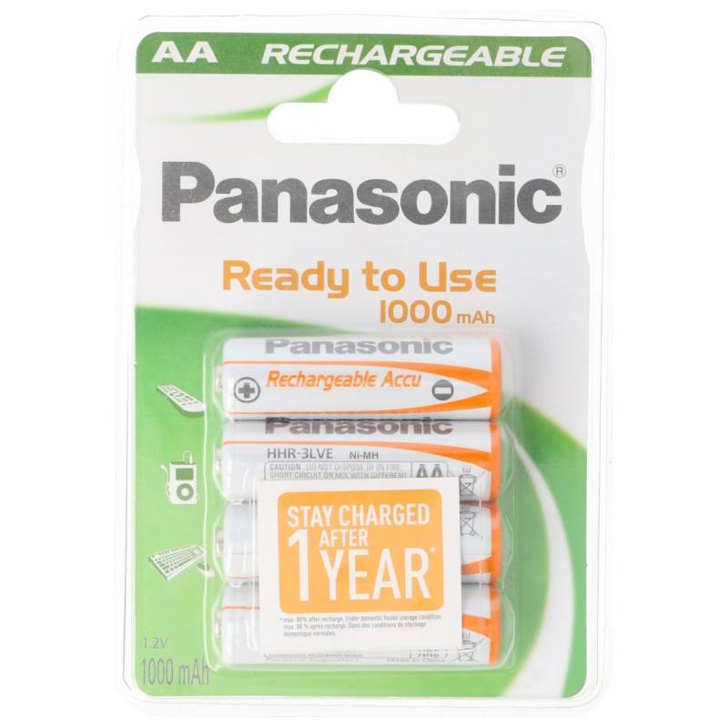 Mignon AA NiMH Akku mit 1100mAh Stay Charged 4er Pack von Panasonic