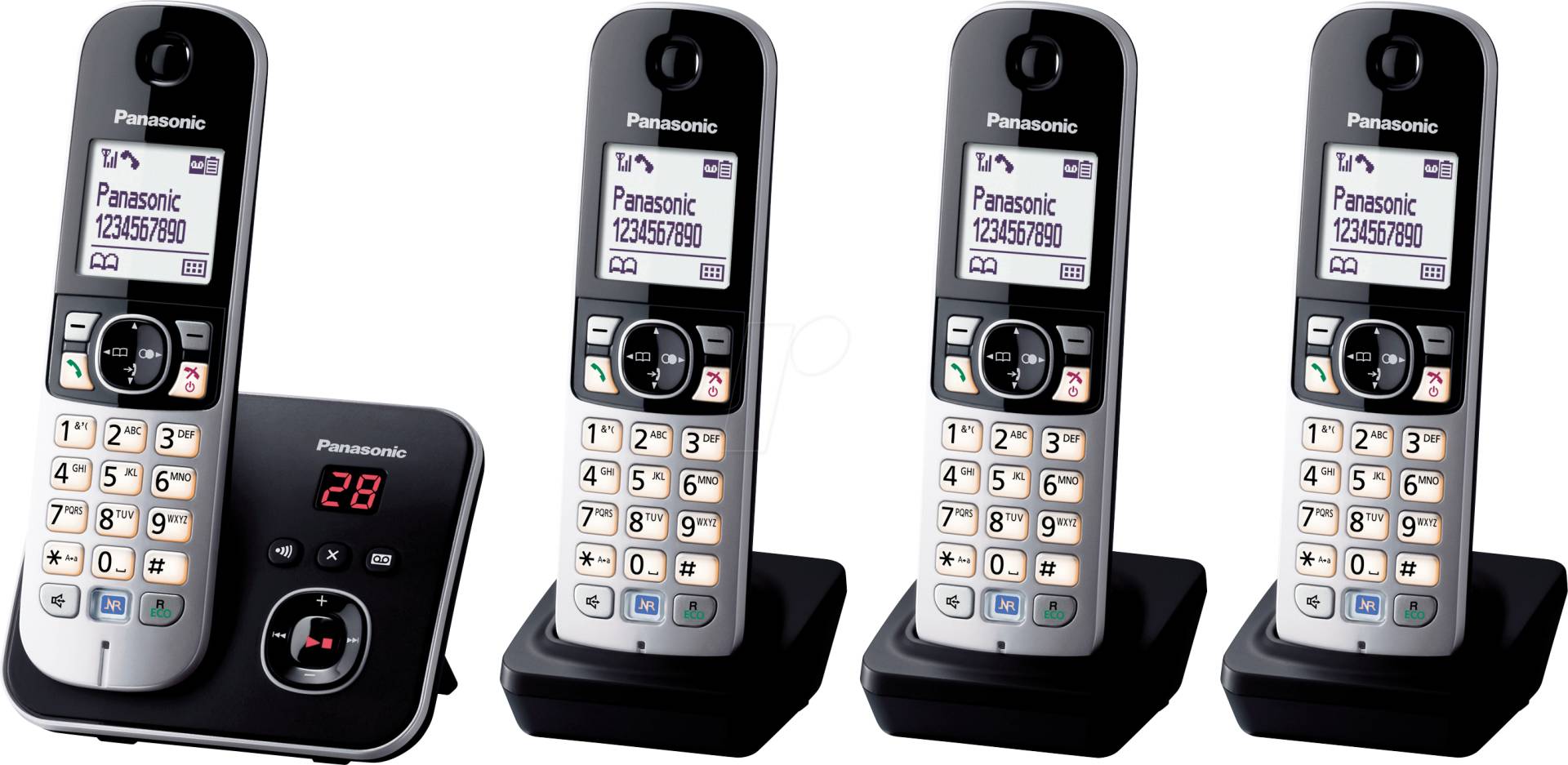 PAN KX-TG6824GB - DECT-Telefon, mit Anrufbeantworter, 4 Handsets von Panasonic