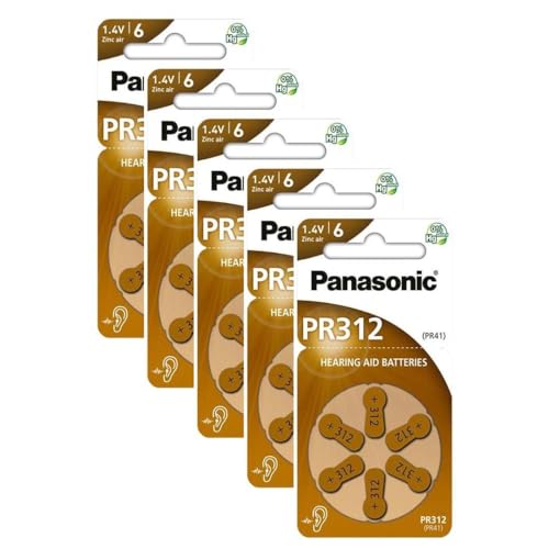 PANASONIC 5 Blister mit je 6 Batterien PR312 Zinc Air für Hörgeräte PANASONIC 5 Blister mit je 6 Batterien PR312 Zinc Air für Hörgeräte von Panasonic