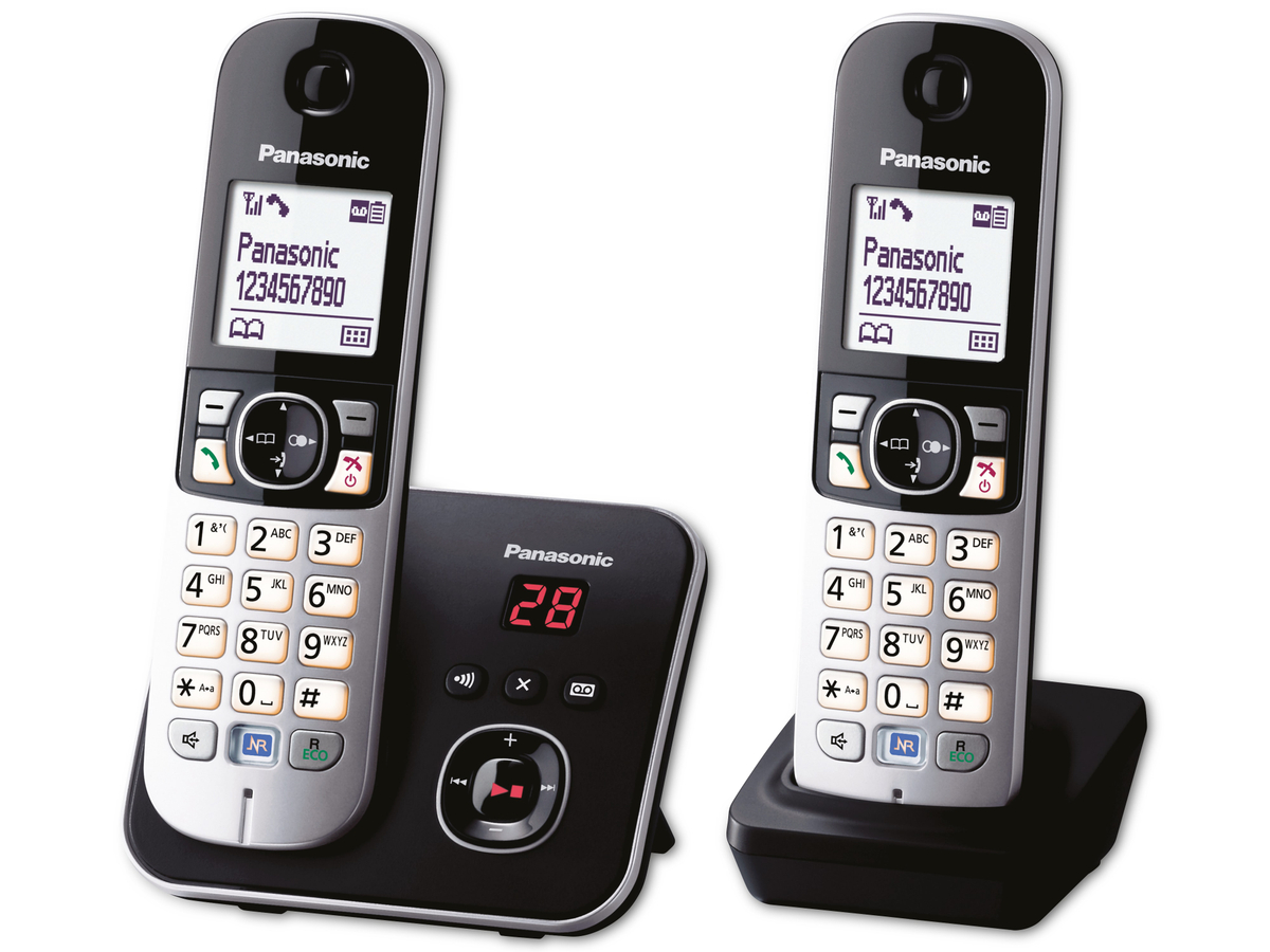 PANASONIC DECT-Telefon KX-TG6822GB, mit AB, Duo, schwarz von Panasonic