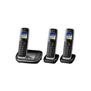 Panasonic KX-TGJ323GB - Schnurlostelefon - Anrufbeantworter mit Rufnummernanzeige - DECT - Schwarz + 2 zusätzliche Handsets (KX-TGJ323GB) von Panasonic