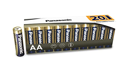 Panasonic AA Batterien EVERYDAY POWER, 20er Pack Alkaline Batterie, AA, Mignon, LR6,1,5V, 100% Karton, plastikfreie Verpackung, Batterien für zuverlässige Energie im täglichen Gebrauch von Panasonic