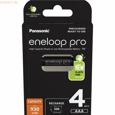 Panasonic Akku eneloop BK-4HCDE/4BE AAA HR03 1,2V/930mA 4 Stück Panasonic Akku eneloop BK-4HCDE/4BE AAA HR03 1,2V/930mA 4 Stück von Panasonic