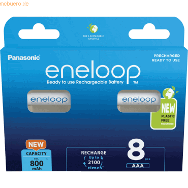 Panasonic Akku eneloop BK-4MCDE/8BE AAA HR03 1,2V/800mAh 8St. von Panasonic