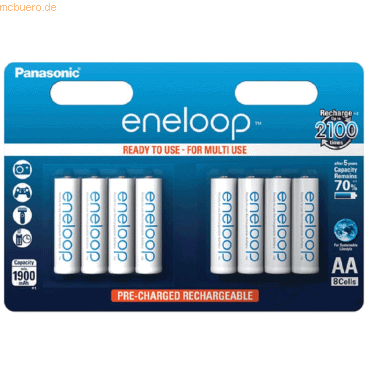 Panasonic Akku für Panasonic eneloop BK-3MCCE/8BE NiMH 1,2 Volt 2000 m von Panasonic