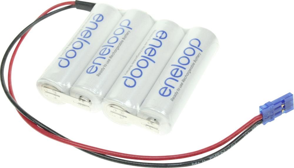 Panasonic Akkupack 4 Mignon (AA) Kabel, Stecker NiMH eneloop Reihe F1x4 Graupner 4.8 V 1900 mAh (124006) von Panasonic