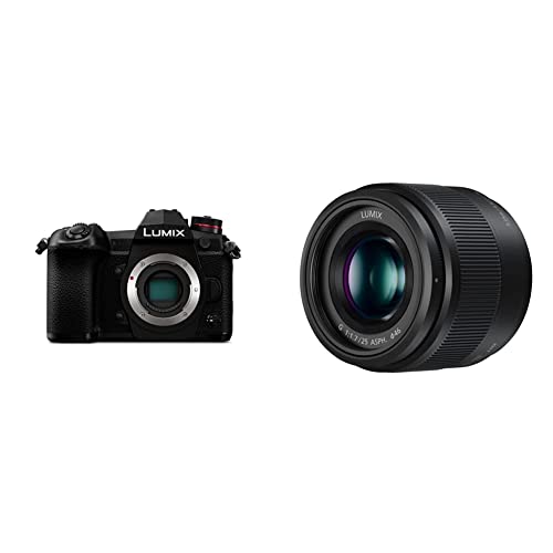 Panasonic DC-G9EG-K Lumix G Systemkamera (20 MP, 4K/6K, schwarz) & H-H025E LUMIX G Festbrennweiten 25 mm F1.7 ASPH. Objektiv (Bildwinkel 47°, Filtergröße 46 mm, Naheinstellgrenze 0,25 m) schwarz von Panasonic