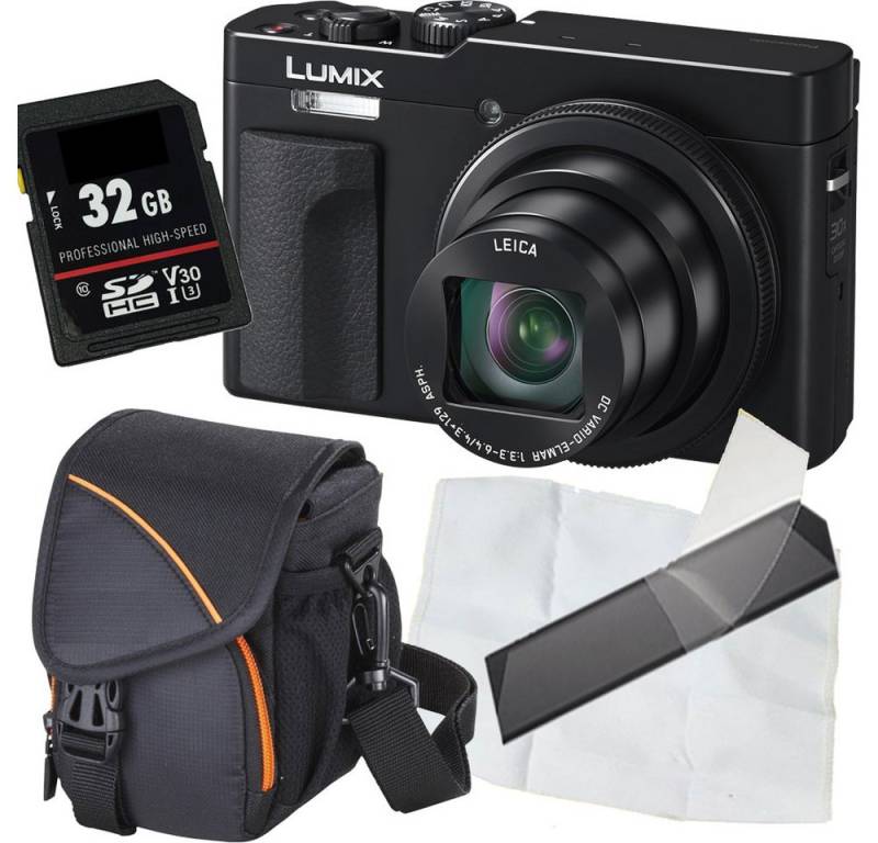 Panasonic DC-TZ99 schwarz Digitalkamera Set Angebot Kompaktkamera (inkl. Tasche, Karte, Mikrofasertuch, Display-Schutzfolie) von Panasonic
