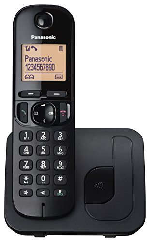 Panasonic Drahtloses Festnetztelefon mit LCD,Anrufer-ID,Telefonbuch mit 50 Nummern,Navigationstaste,ECO-Modus und Rauschunterdrückung (KX-TGC210) Schwarz von Panasonic