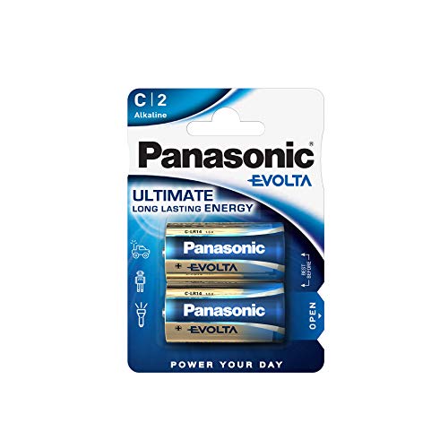 Panasonic EVOLTA C-Alkalibatterien, LR14, 2er Pack, 1.5V, Premium-Batterie mit besonders langanhaltender Energie, Alkaline Batterie von Panasonic