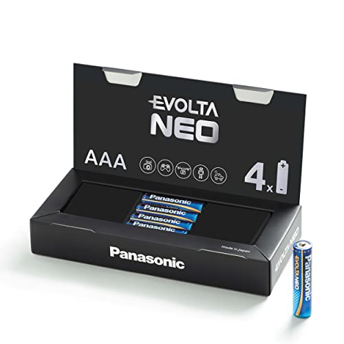 Panasonic EVOLTA NEO, Premium Alkaline Batterie, AAA 4er Box, extrastarke Leistung, besonders langlebig und sicher, Micro LR03 1,5 Volt, Verpackung als praktische Aufbewahrungsbox von Panasonic