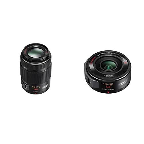 Panasonic H-PS45175E LUMIX G X Vario Tele Powerzoom 45-175mm F4.0-5.6 ASPH Objektiv (90-350 mm KB) schwarz & H-PS14042E LUMIX G X Vario Powerzoom 14-42mm F3.5-5.6 ASPH. Objektiv (28-44 mm KB) schwarz von Panasonic