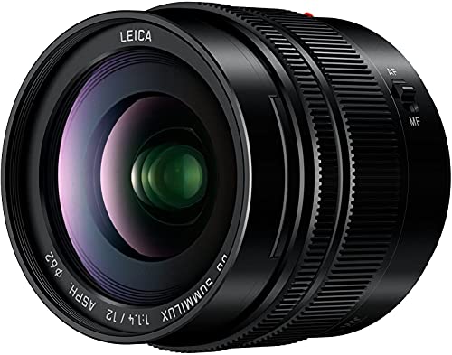 Panasonic H-X012E LEICA DG SUMMILUX Weitwinkel 12 mm F1.4 ASPH. Objektiv (Festbrennweite 24mm KB, Staub-/Spritzwasserschutz) schwarz von Panasonic