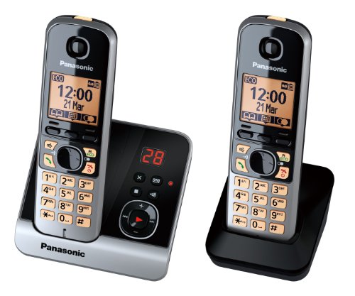 Panasonic KX-TG6722GB Duo Schnurlostelefon (4,6 cm (1,8 Zoll) Display, Smart-Taste, Freisprechen, Anrufbeantworter) schwarz/silber von Panasonic