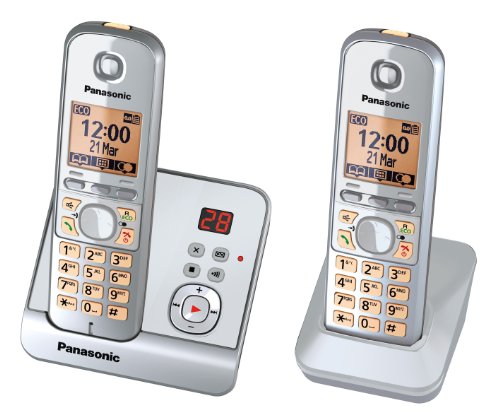 Panasonic KX-TG6722GS Duo Schnurlostelefon (4,6 cm (1,8 Zoll) Display, Smart-Taste, Freisprechen, Anrufbeantworter) perlsilber von Panasonic
