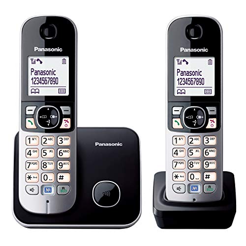 Panasonic KX-TG6812GB DECT Schnurlostelefon DUO ohne Anrufbeantworter (strahlungsarm, Eco-Modus, GAP Telefon, Festnetz, Anrufsperre) schwarz von Panasonic
