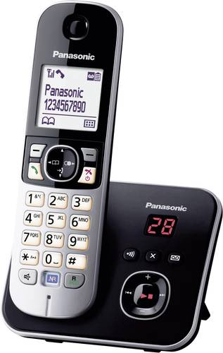 Panasonic KX-TG6821 DECT, GAP Schnurloses Telefon analog Anrufbeantworter, Freisprechen Schwarz, Sil von Panasonic