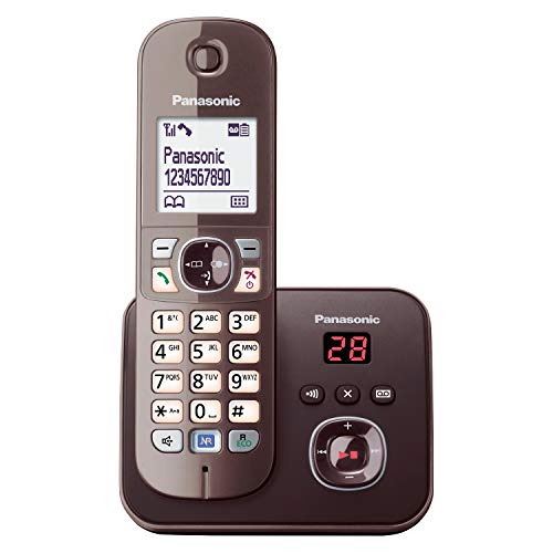 Panasonic KX-TG6821GA DECT Schnurlostelefon mit Anrufbeantworter (strahlungsarm, Eco-Modus, GAP Telefon, Festnetz, Anrufsperre) mocca-braun von Panasonic