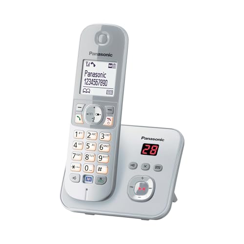 Panasonic KX-TG6821GS DECT Schnurlostelefon mit Anrufbeantworter (strahlungsarm, Eco-Modus, GAP Telefon, Festnetz, Anrufsperre) perl-silber von Panasonic