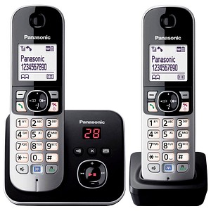 Panasonic KX-TG6822GB Schnurloses Telefon-Set mit Anrufbeantworter schwarz-silber von Panasonic